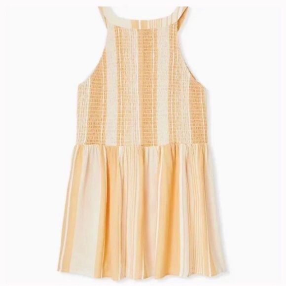 Torrid Yellow Babydoll Rayon Crepe Smocked Tank Sleeveless Stripes 3X - Picture 2 of 11